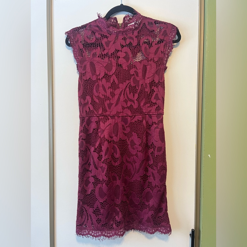Sans Souci Deep Red Eyelash Lace Dress